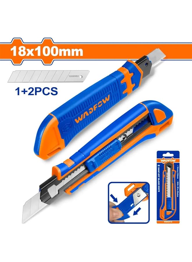 WADFOW WSK8618 Large Plastic Snap Off Blade Carpet Knife with Extra Blades 18 mm x 100 mm Size - Image 2