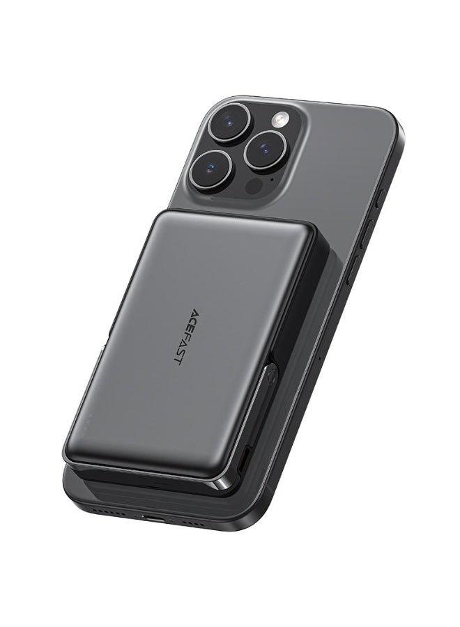 أسيفاست باور بانك 10000 مللي أمبير/ساعة، شحن سريع لاسلكي مغناطيسي PD22.5 وات، حامل قابل للطي، منفذ USB-C واحد، حماية أمان متعددة (M17) - أسود - Image 3