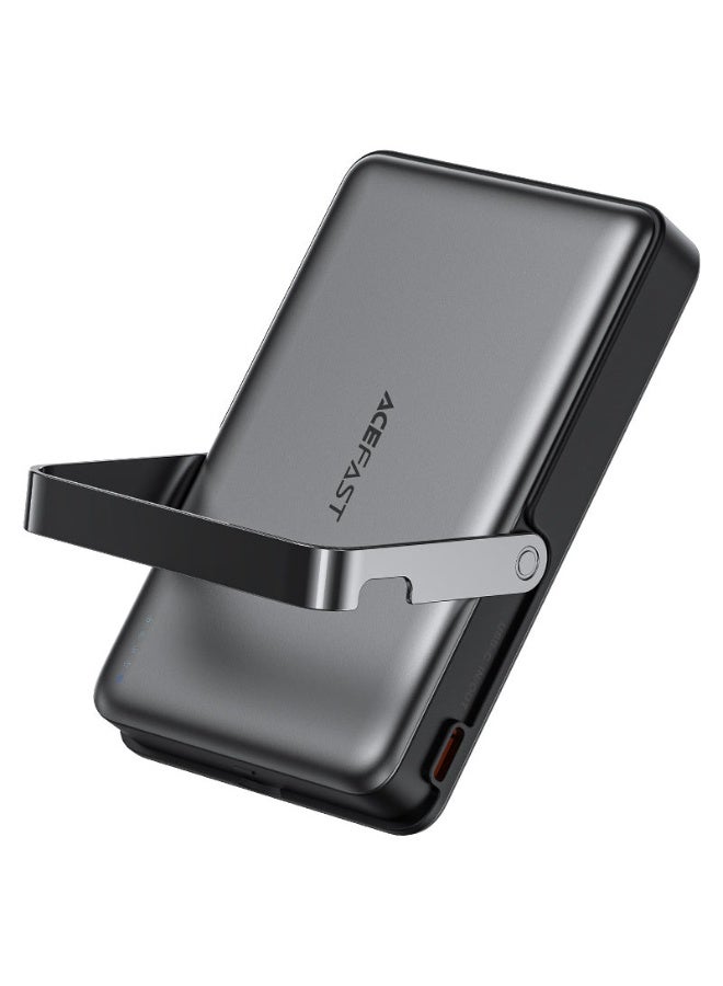 أسيفاست باور بانك 10000 مللي أمبير/ساعة، شحن سريع لاسلكي مغناطيسي PD22.5 وات، حامل قابل للطي، منفذ USB-C واحد، حماية أمان متعددة (M17) - أسود - Image 5