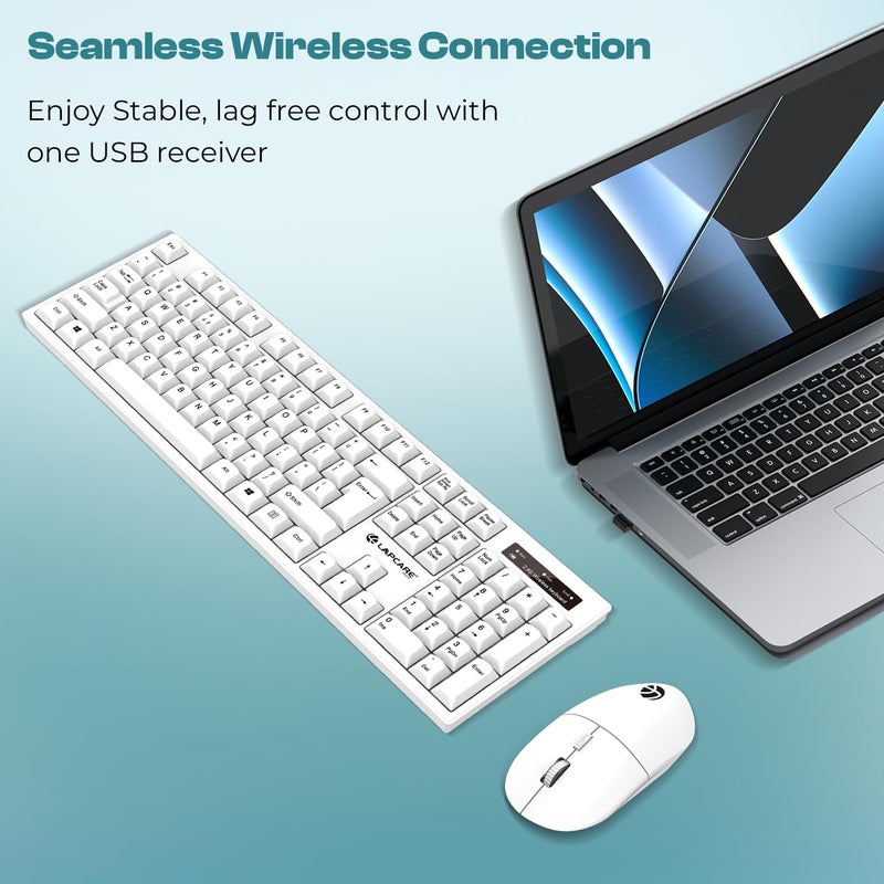 Lapcare WL-102 مجموعة لوحة مفاتيح وفأرة لاسلكية 2.4GHz | جهاز استقبال USB نانو | مفتاح روبية | كتابة صامتة | وضع توفير الطاقة | بطارية متضمنة | متوافقة مع ويندوز 7/8/10/11 - Image 5
