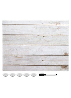 Navaris Magnetic Dry Erase Board 13 X 17 Inches Decorative White Board For Wall With Design Includes 5 Magnets And Marker Wooden Planks  - Image 1