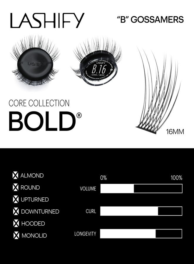 Lashify Bold 16mm Gossamer Eyelash Extensions Refill, Black, DIY False Lashes for a Natural Look - Image 3