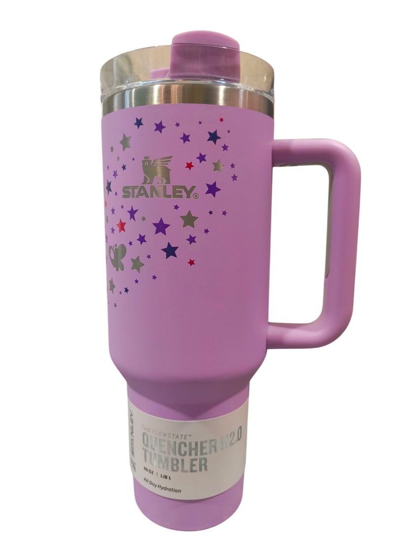 Stanley - Olivia Rodrigo H2.0 Flow State Stainless Steel Tumbler with Handle and Straw Lid Insulated Reusable Cup for Water, Coffee, Smoothies & More, Travel Mug, Cupholder Friendly 40 oz Purple - Image 1