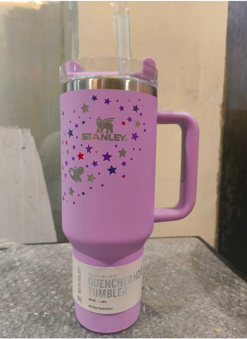 Stanley - Olivia Rodrigo H2.0 Flow State Stainless Steel Tumbler with Handle and Straw Lid Insulated Reusable Cup for Water, Coffee, Smoothies & More, Travel Mug, Cupholder Friendly 40 oz Purple - Image 1