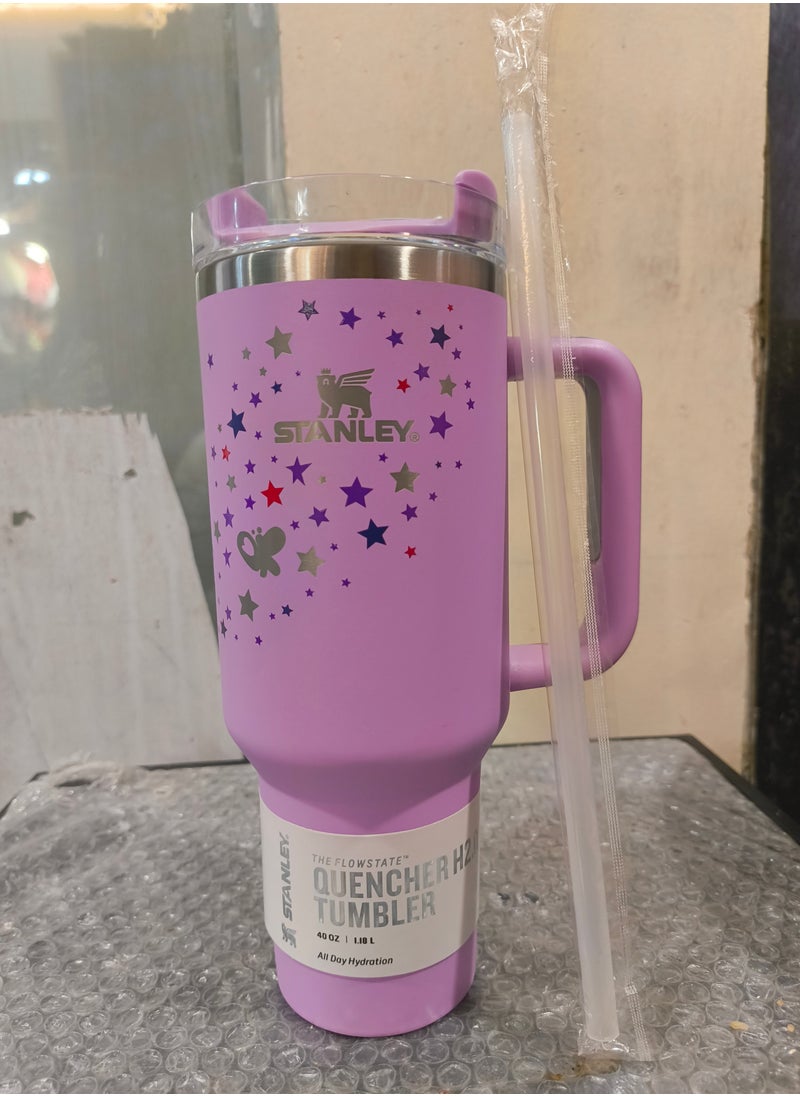 Stanley - Olivia Rodrigo H2.0 Flow State Stainless Steel Tumbler with Handle and Straw Lid Insulated Reusable Cup for Water, Coffee, Smoothies & More, Travel Mug, Cupholder Friendly 40 oz Purple - Image 1
