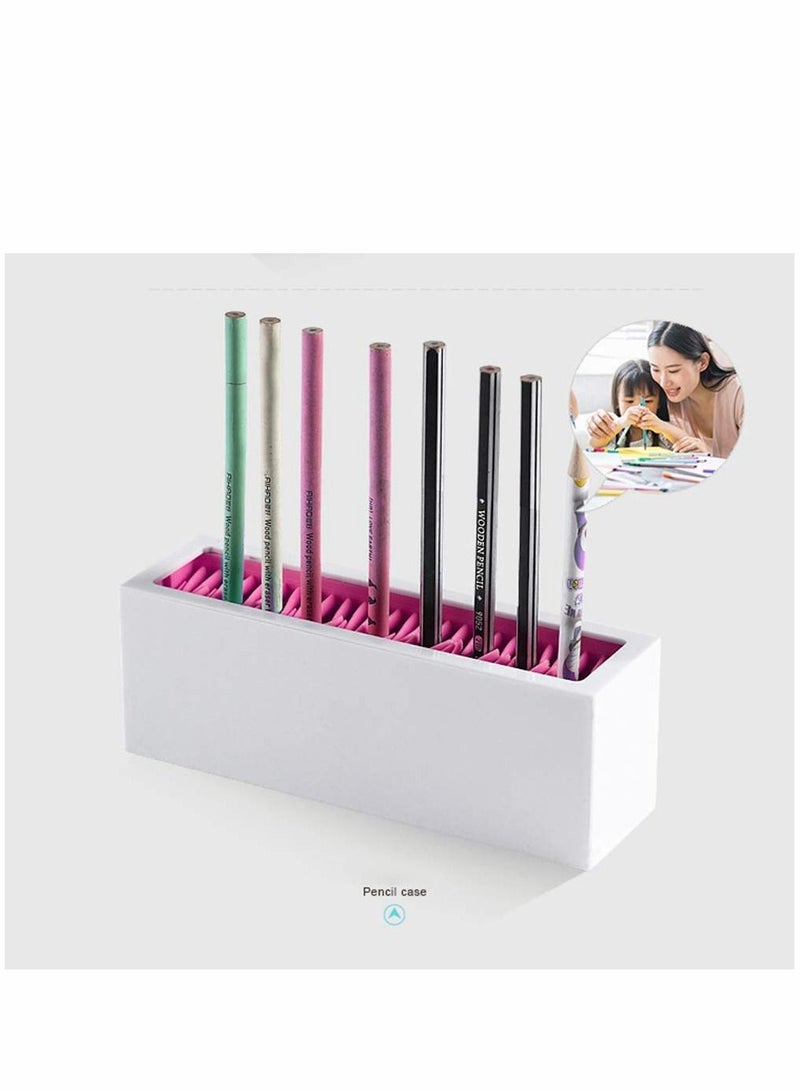 Excefore Makeup Brushes Holder Organizer, Silicone Vanity Air Drying Rack Display Storage for Brush Eyeliners Practical Cosmetic Tools Container Hair Accessories Bathroom Counter (Blue-White) - Image 3