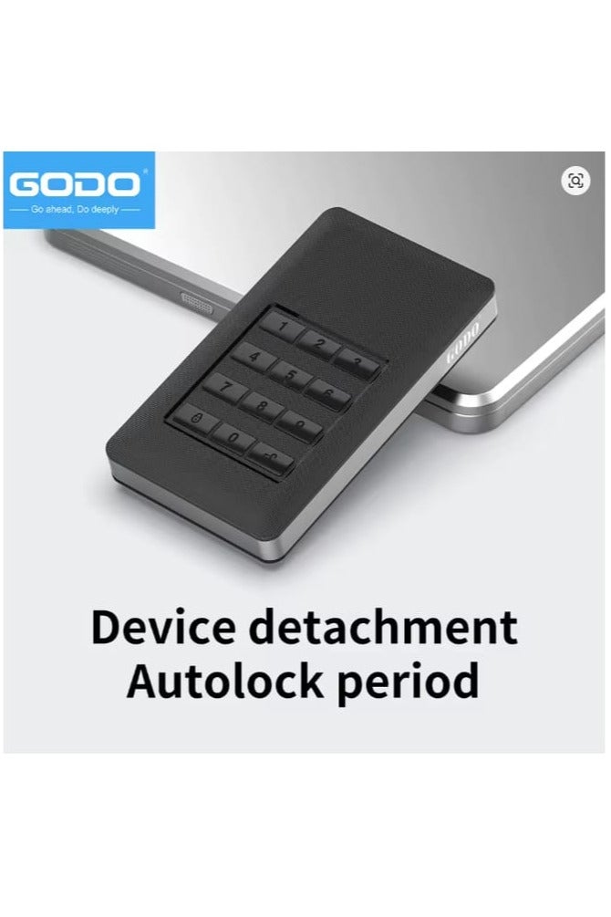 GODO Hardware Encryption 2.5" SATA Hard Disk Enclosure – USB 3.0, Full Disk Encryption, Tool-Free Installation, Password Protection, Mobile HDD Case - Image 4