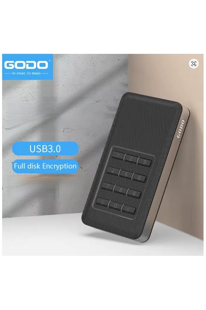 GODO Hardware Encryption 2.5" SATA Hard Disk Enclosure – USB 3.0, Full Disk Encryption, Tool-Free Installation, Password Protection, Mobile HDD Case - Image 1