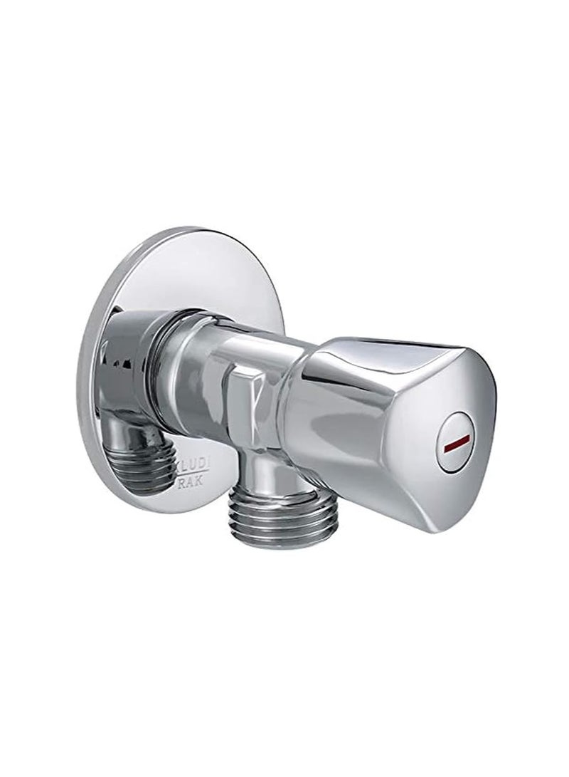 KLUDI RAK Angle Valve – RAK33002 | Chrome-Plated Brass | Durable Stop Valve with Wall Flange | Corrosion Resistant | Silver Finish