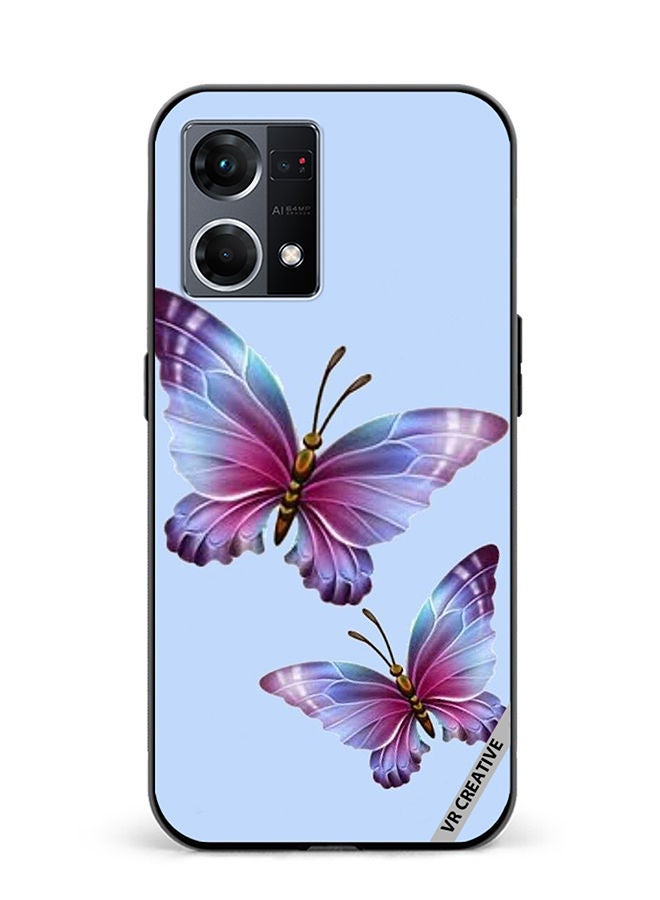 VR CREATIVE Protective Case Cover For Oppo Reno8 4G Butterflies Design Multicolour - Image 1
