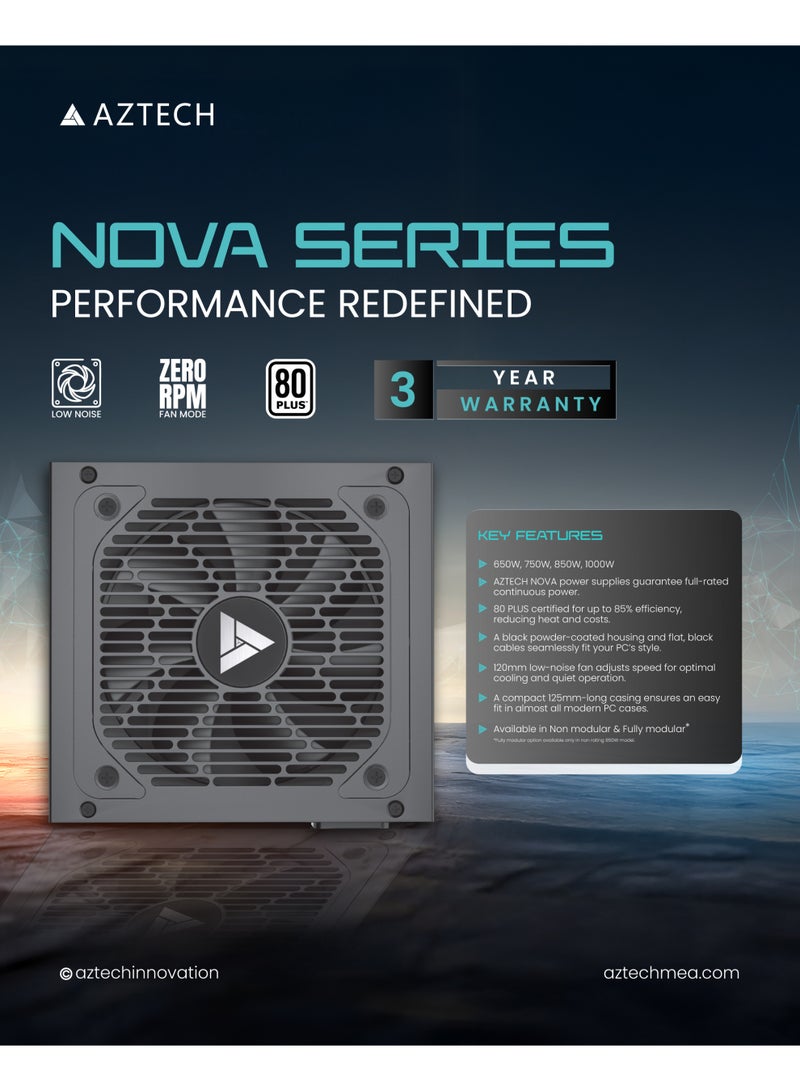 Aztech NOVA 650W Power Supply ATX PSU for Gaming PC +12V 52.5A High Output Silent 120mm Fan | Full Protection Non-Modular Long Cables Supports RTX 3060/3070, Ryzen, Intel Builds - Image 4