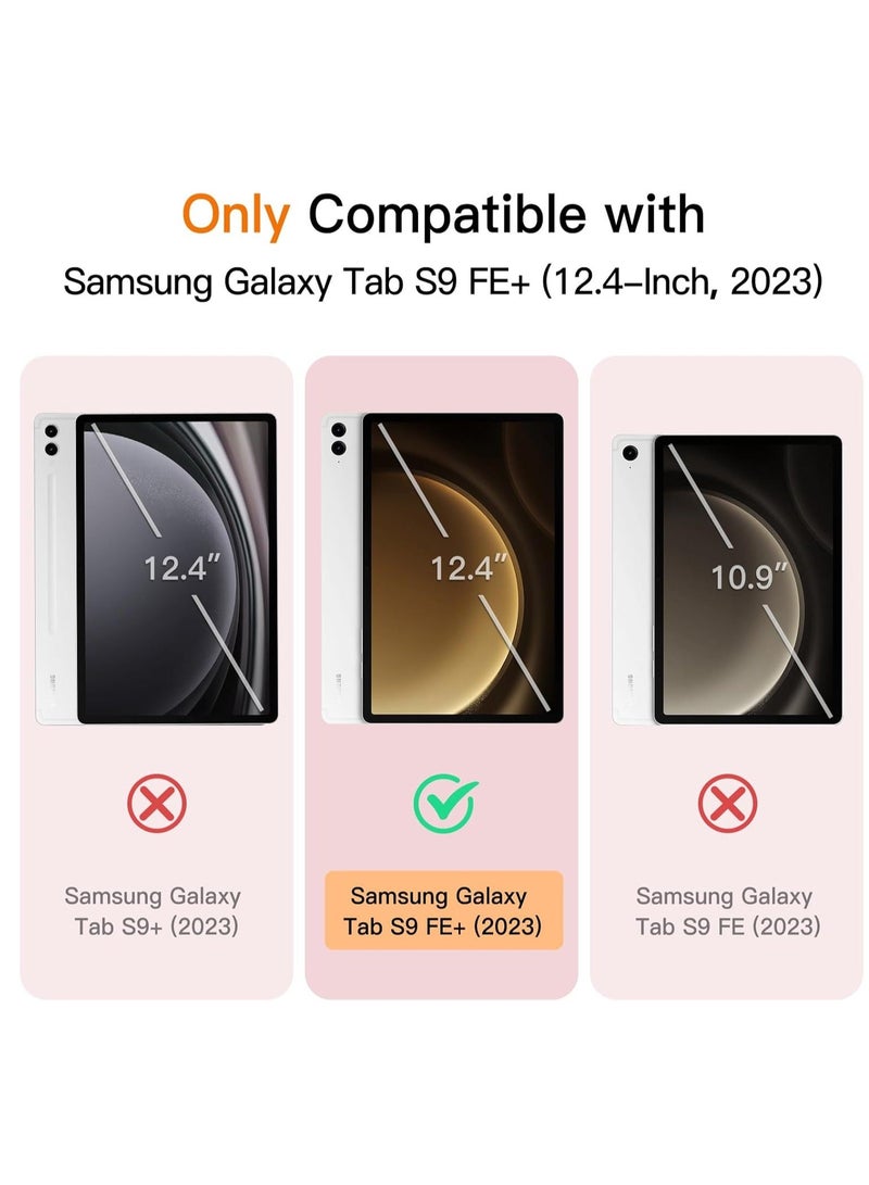 Raxoom Case for Samsung Galaxy Tab S9 FE+ / S9 FE Plus 12.4-Inch â€“ Soft TPU Tri-Fold Stand Protective Cover with S Pen Holder, S Pen Charging Support, Auto Wake/Sleep (Rose Gold) - Image 2