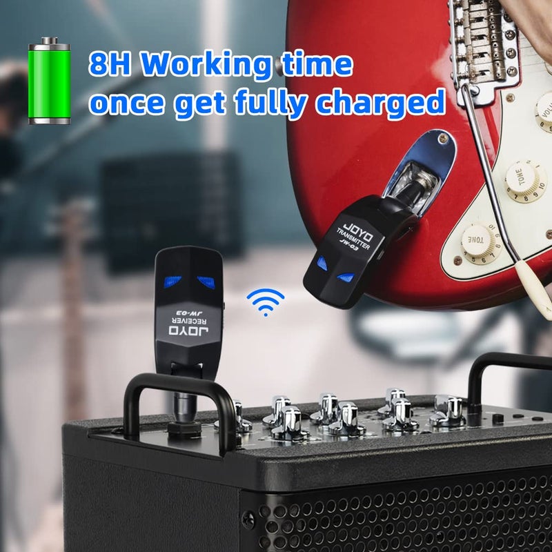JOYO 2.4GHz Wireless Guitar System 4 Channels Rechargeable Audio Wireless Transmitter Receiver for Guitar Bass Electric Instruments (JW-03) - Image 3