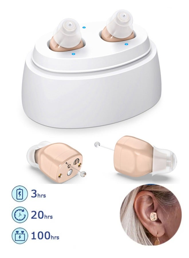 Chixing Rechargeable Hearing Aids for Seniors  Adults, Noise Cancelling, Digital In-Ear Amplifier with Volume Control  Magnetic Charging Case - Image 1