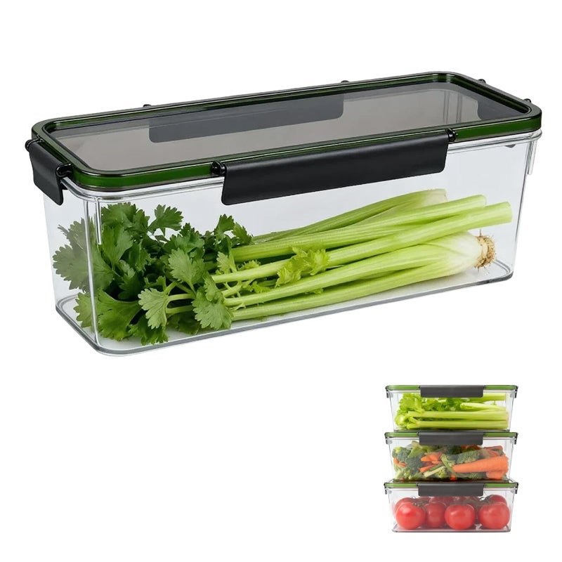 Stitokg Upgraded Celery Keeper for Refrigerator - 3cm Deeper, BPA-Free Vegetable Storage Container with Reinforced Locking Lid, Durable PP Bin for Fresh Celery, Carrots & Cucumbers - Image 1