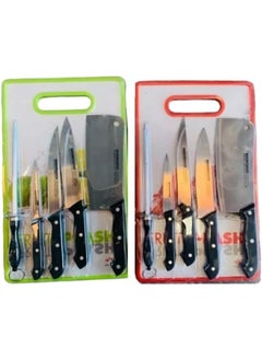 SAQOWARE Saqoware Premium Plastic Cutting Board Set with Built-In Sharpener, 3 Small Stainless Steel Knives, and Cleaver - Complete Kitchen Utensil Set for Effortless Meal Preparation (Compo Pack)  - Image 2