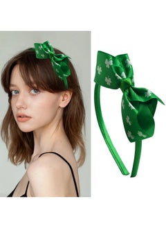 HOXIEYA St Patrick'S Day Headband Green Clover Headband Bow Shamrock Headband St Patricks Day Decor Luck Hair Hoop Boppers For Costume Accessory Party Favor  - Image 2