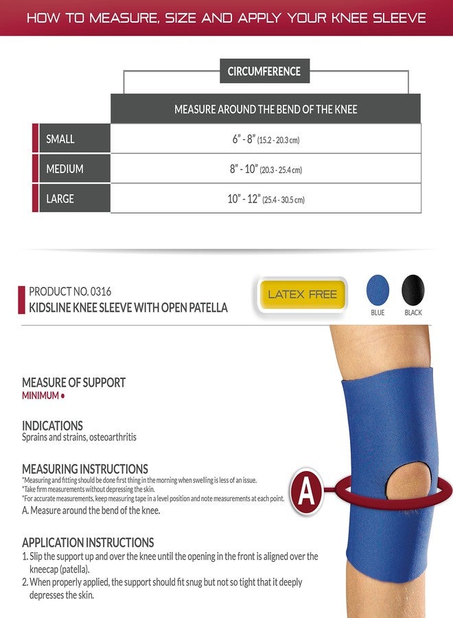OTC KidsLine Knee Sleeve, Open Patella, Neoprene, Black, Medium - Image 2