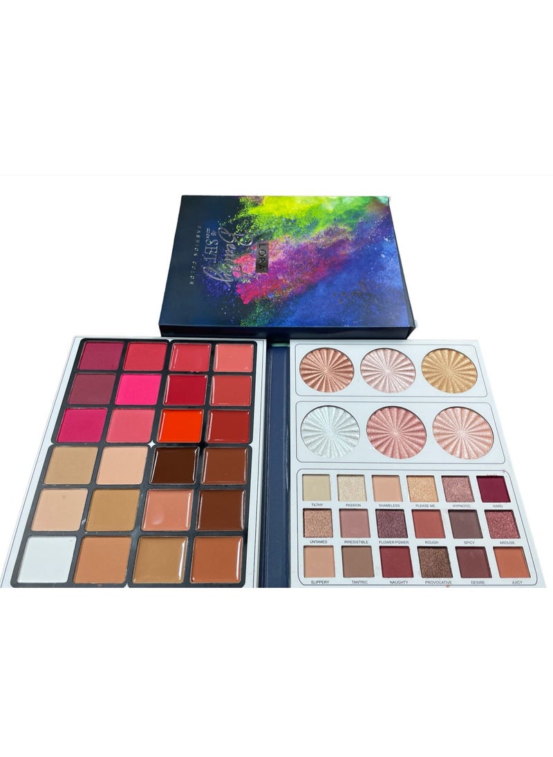 LORA Complete Eyeshadow Palette Of18Colors 6 Color Of Highlighter 12Color Of Creamy Blush And 12 Colors Of Creamy Contour  - Image 1