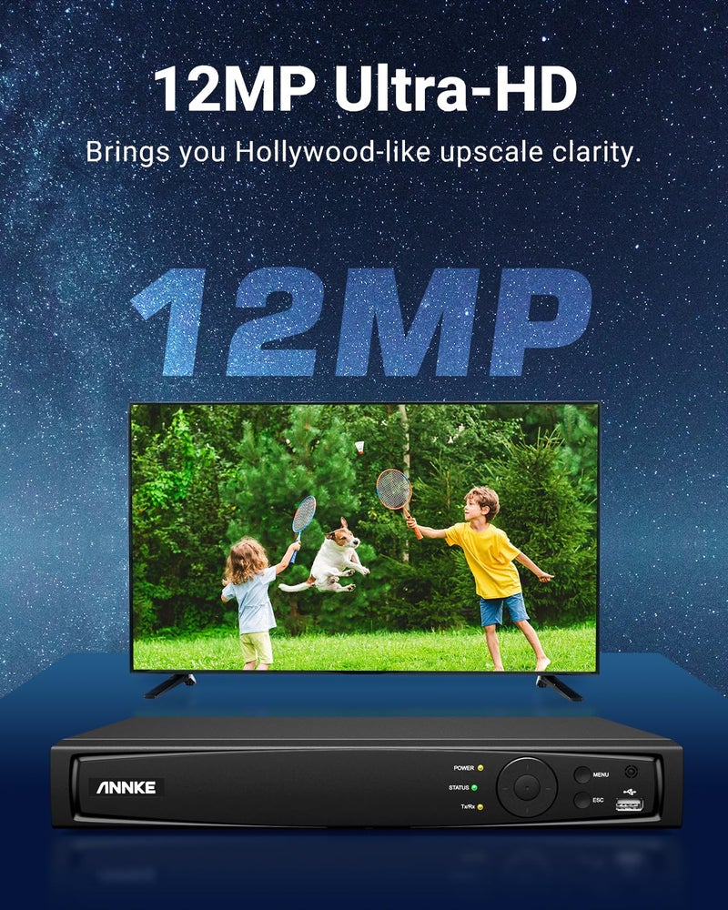 ANNKE ANNKE 4K PoE NVR, 8 Channel CCTV Camera System Supports 12MP/8MP/6MP/5MP/4MP/3K HD PoE IP Camera, Network Video Recorder for 24/7 Surveillance Recording (HDD Not Included)  - Image 2