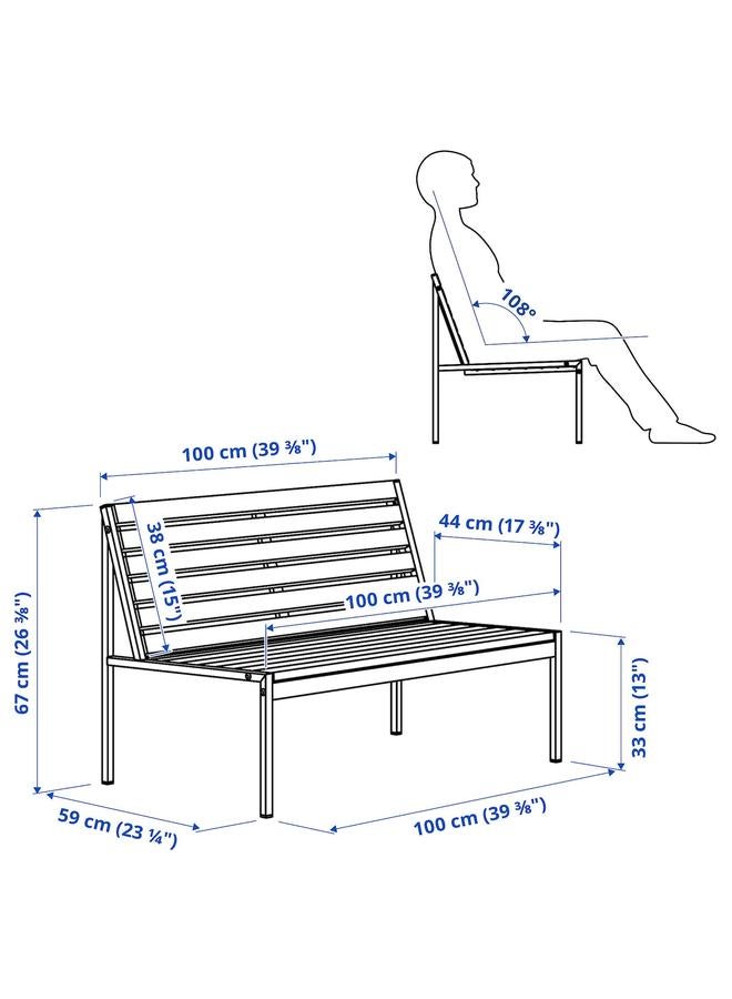 إيروريكس أريكة بمقعدين، خارجية، أبيض/رمادي، 100X59X67 سم - Image 5