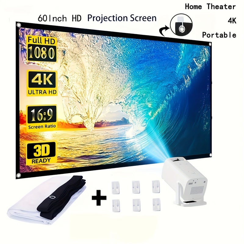شاشة عرض محمولة مقاس 60 إنش بدقة 4K، شاشة عالية الوضوح قابلة للطي، خفيفة الوزن، فائقة الوضوح للاستخدام في الأنشطة الخارجية والاجتماعات والحفلات. - Image 2
