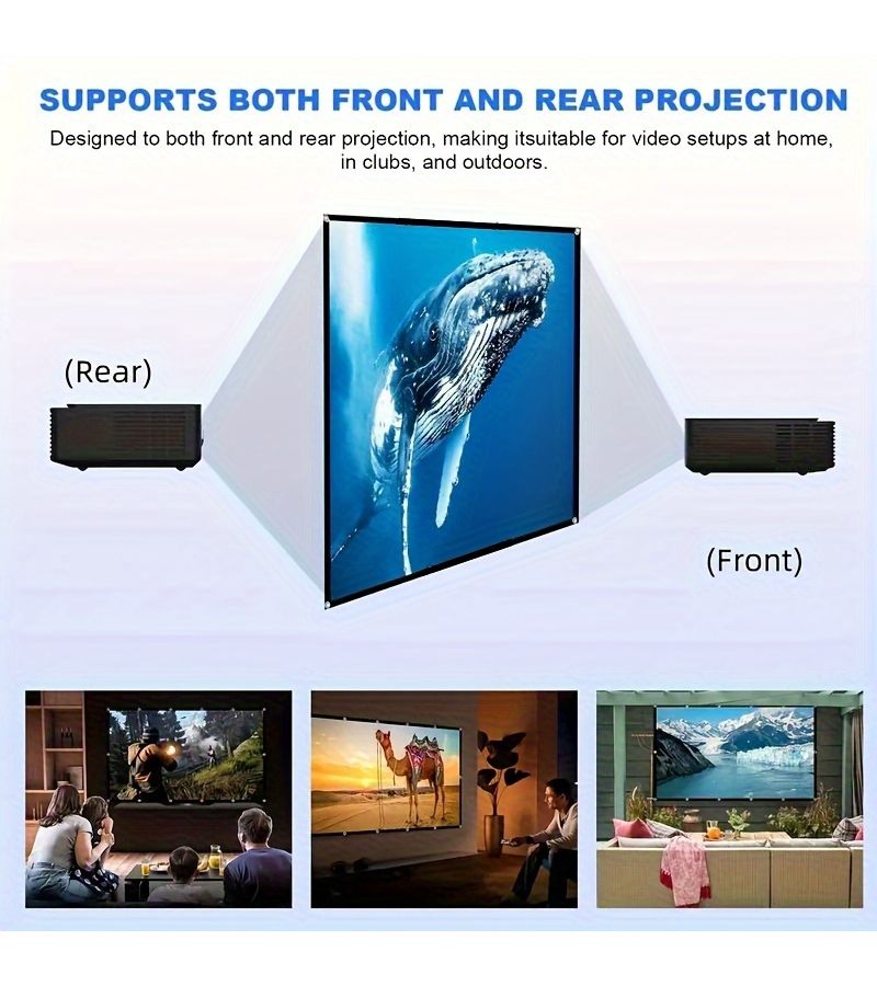 شاشة عرض محمولة مقاس 60 إنش بدقة 4K، شاشة عالية الوضوح قابلة للطي، خفيفة الوزن، فائقة الوضوح للاستخدام في الأنشطة الخارجية والاجتماعات والحفلات. - Image 4