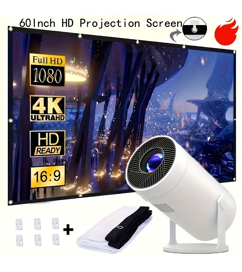 شاشة عرض محمولة مقاس 60 إنش بدقة 4K، شاشة عالية الوضوح قابلة للطي، خفيفة الوزن، فائقة الوضوح للاستخدام في الأنشطة الخارجية والاجتماعات والحفلات. - Image 1