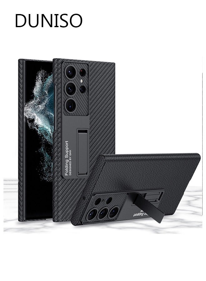 DUNISO Samsung Galaxy S23 Ultra Case, S23 Ultra Slim Stand Case, Galaxy S23 Ultra Case Supports Wireless Charging [Adjustable Stand, Anti-Drop, Anti-Fingerprint, All-Around Protection] Black - Image 1