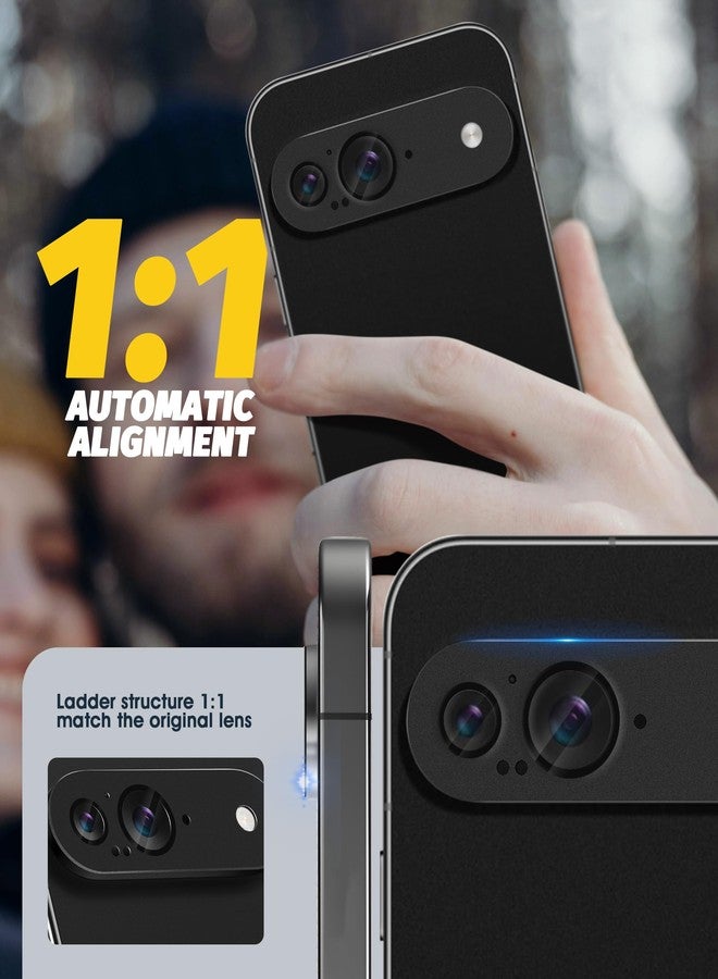 Orzero (2 Pack) Camera Lens Protector Compatible for Google Pixel 9, Protector de Cámera Premium Metal and Glass Precise Camera Cutouts High Definition Anti-Scratch (Black) - Image 4