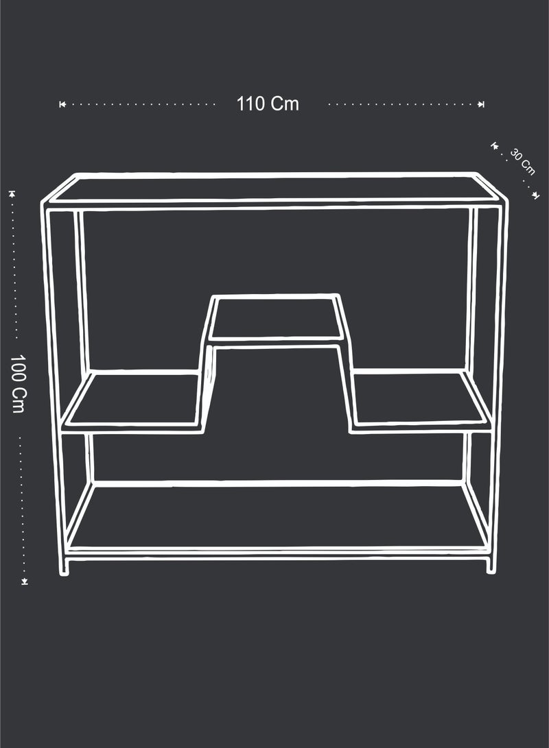 فن بيتك مدخل ذهبي لامع بخمس أدوار مع سطح بورسلان أبيض‍، أنيق وعصري يوفر مساحة تخزين مثالية مع تصميم جذاب. أبعاده (طول 110 سم، ارتفاع 100 سم، عرض 30 سم) تجعله مناسبًا لأي مساحة. سطح البورسلان الأبيض يسهل تنظيفه ويضيف لمسة من الفخامة، مما يجعله خيارًا مثاليًا لتحسين الديكور في المنازل أو المكاتب - Image 4