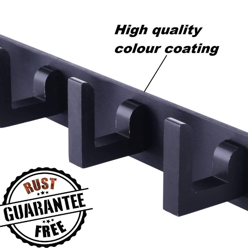 Ingo creation 6 Pin Bathroom Cloth Hooks Hanger Wall Bedroom Bathroom Robe Hooks Rail for Hanging Keys,Clothes,Towel Steel Hook (Pack of 1, Black) - Image 2