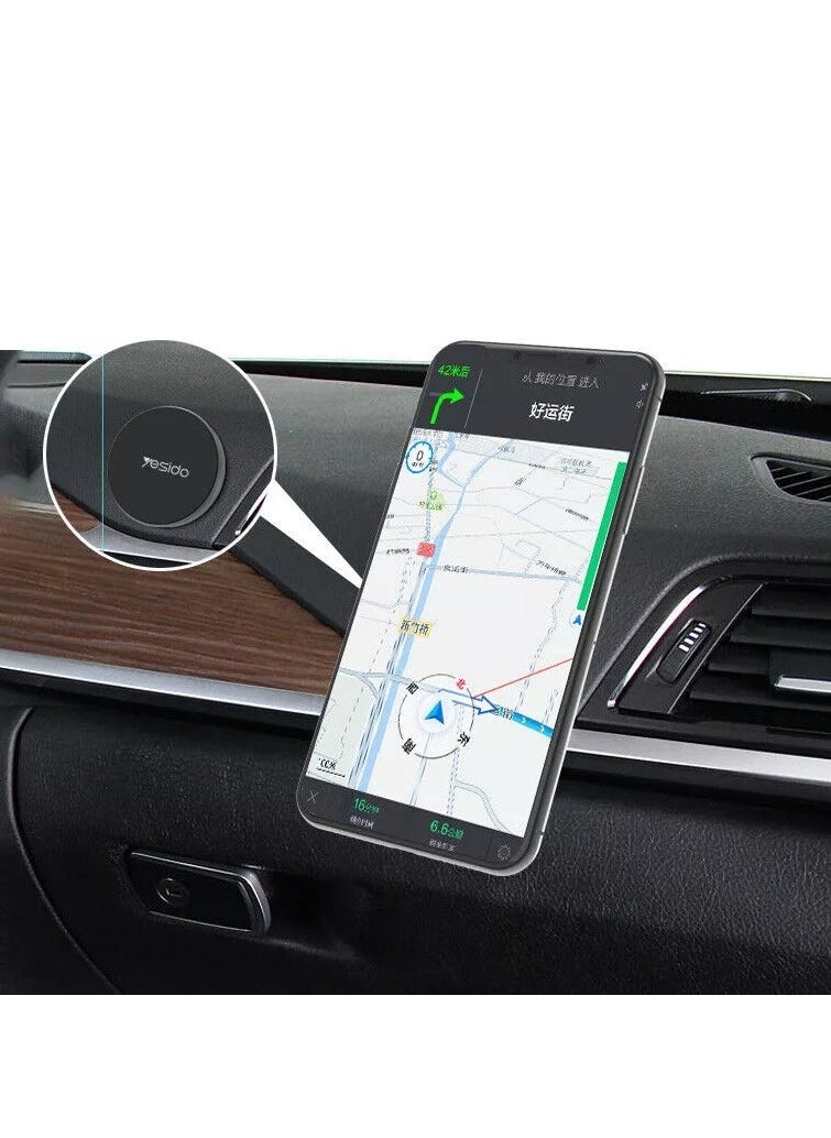 YESIDO-MAGNET HOLDER C38 - Magnetic holder for a small phone - very strong adhesive - rotatable - suitable for all cars and other places - black