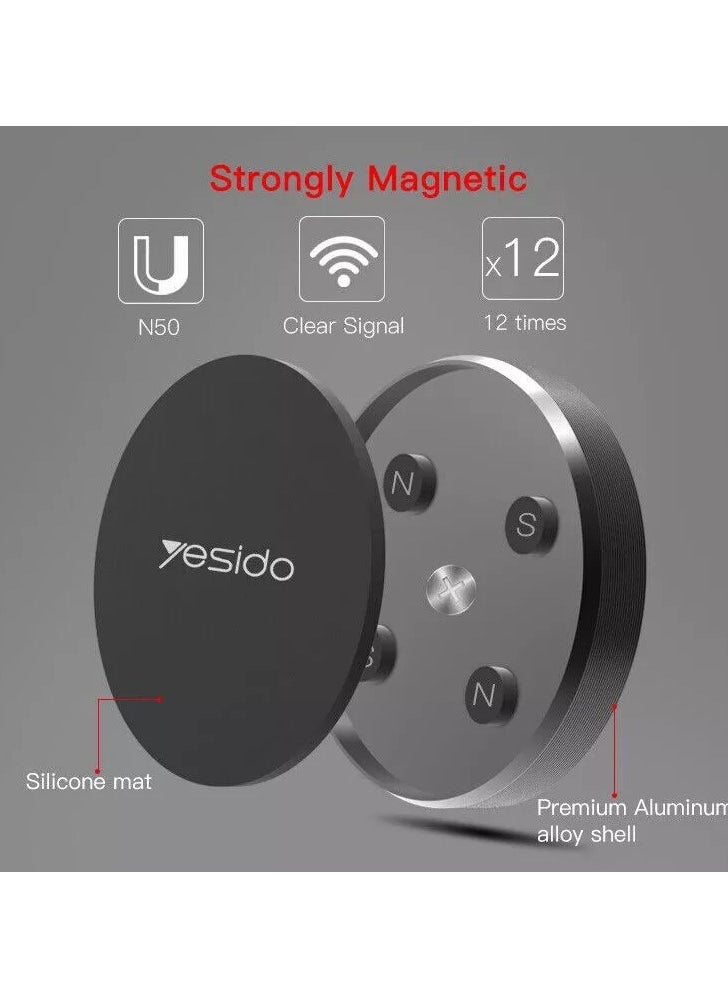 YESIDO-MAGNET HOLDER C38 - Magnetic holder for a small phone - very strong adhesive - rotatable - suitable for all cars and other places - black