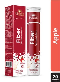 Fiber Effervescent Tablets Food Supplement Infused With Inulin And Pectin Supports Healthy Digestive System Apple Flavour 20 Tablets 80G