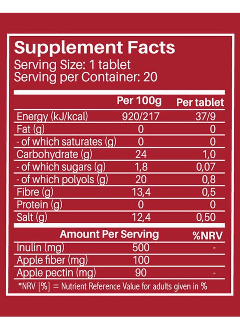 SUNSHINE NUTRITION - Fiber Effervescent Tablets Food Supplement Infused With Inulin And Pectin Supports Healthy Digestive System Apple Flavour 20 Tablets 80G - Image 1