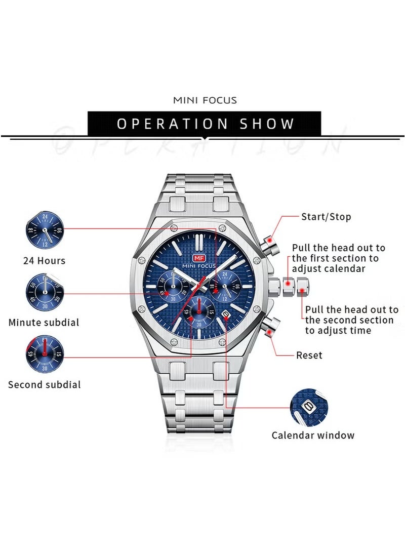 MINI FOCUS Mini Focus Stainless Steel Watch - Blue Dial - Image 5
