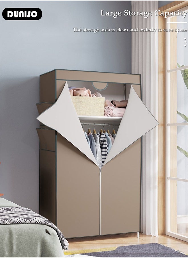 Foldable Fabric Wardrobe with Clothes Rail, Clothes Storage, Non Woven Fabrics Cabinet, Clothes Rack for Bags, Toys, Shoes, Living Room, Bedroom, Cloakroom