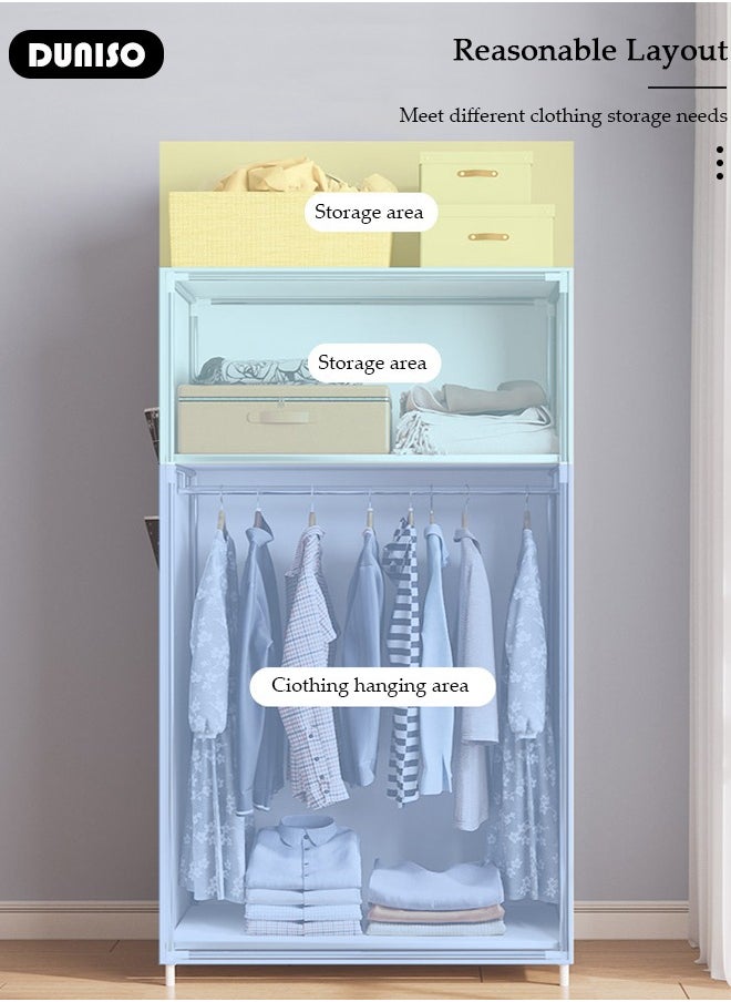 Foldable Fabric Wardrobe with Clothes Rail, Clothes Storage, Non Woven Fabrics Cabinet, Clothes Rack for Bags, Toys, Shoes, Living Room, Bedroom, Cloakroom