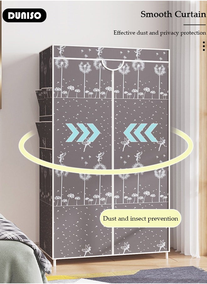 Foldable Fabric Wardrobe with Clothes Rail, Clothes Storage, Non Woven Fabrics Cabinet, Clothes Rack for Bags, Toys, Shoes, Living Room, Bedroom, Cloakroom