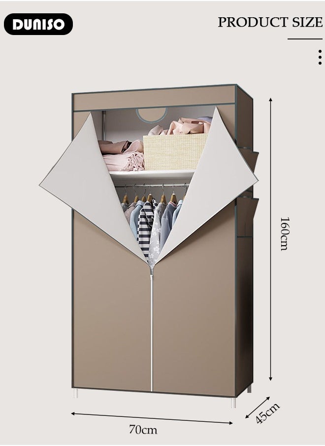 Foldable Fabric Wardrobe with Clothes Rail, Clothes Storage, Non Woven Fabrics Cabinet, Clothes Rack for Bags, Toys, Shoes, Living Room, Bedroom, Cloakroom