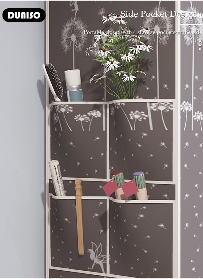 Foldable Fabric Wardrobe with Clothes Rail, Clothes Storage, Non Woven Fabrics Cabinet, Clothes Rack for Bags, Toys, Shoes, Living Room, Bedroom, Cloakroom