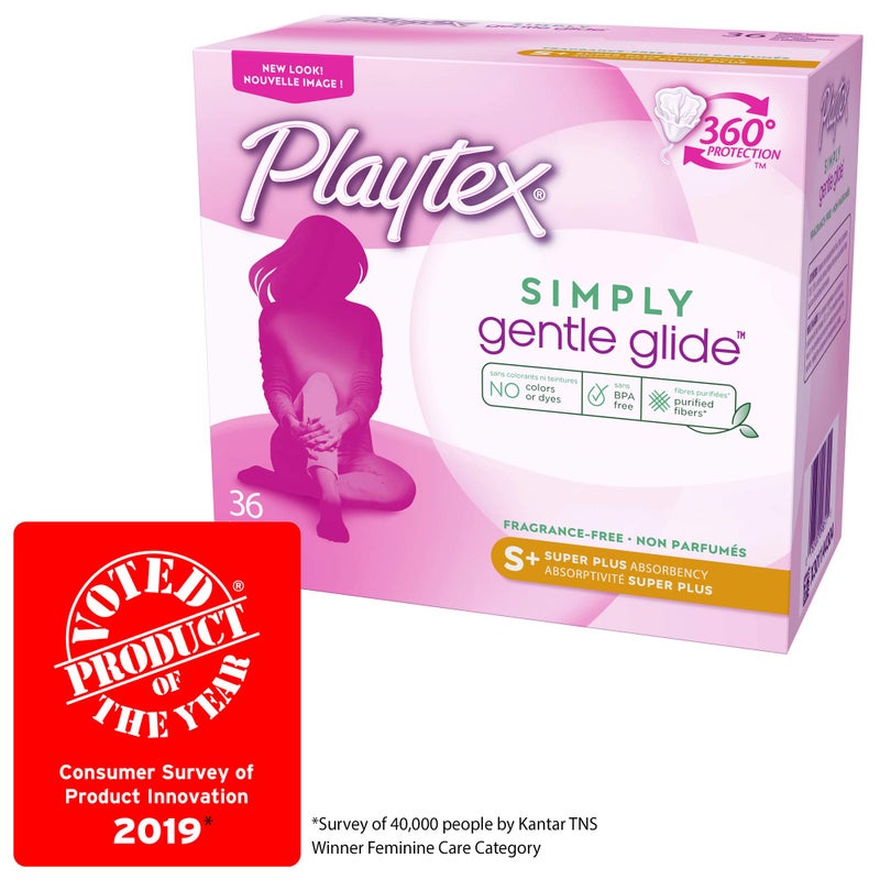 playtex تامبونز بلايتكس سيمبلي جنتل جلايد، امتصاص فائق، خالي من العطور - 36 حبة - Image 2