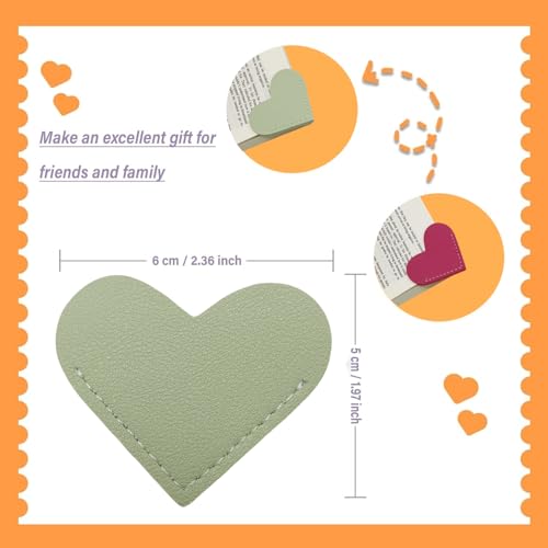 Winjeto Leather Heart Bookmarks - Winjeto 6 Pieces Cute Corner Page Book Marks for Teachers Students Book Reading Lovers, for School Office Home Supplies (Sweet（6pcs）) - Image 3
