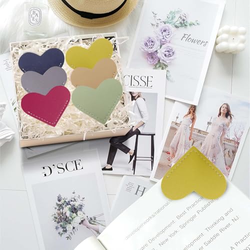 Winjeto Leather Heart Bookmarks - Winjeto 6 Pieces Cute Corner Page Book Marks for Teachers Students Book Reading Lovers, for School Office Home Supplies (Sweet（6pcs）) - Image 2