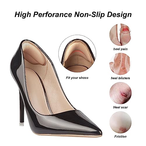 Riootlnm Heel Pads for Shoes That are Too Big, Heel Inserts for Women, Heel Grips for Womens Shoes, Heel Protectors, Heel Cushion Liners for Blisters Loose Shoes, Shoe Fillers (Foam RosybrownBlack 4Pairs) - Image 2