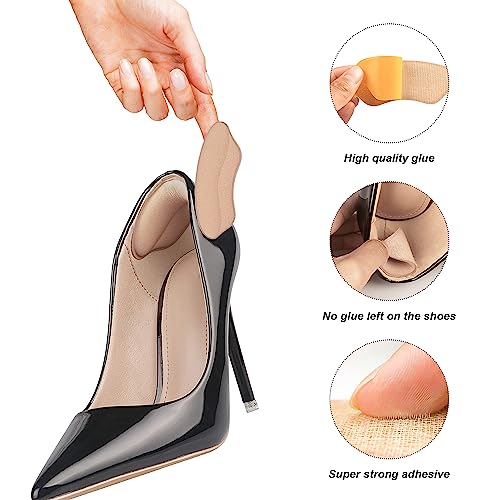Riootlnm Heel Pads for Shoes That are Too Big, Heel Inserts for Women, Heel Grips for Womens Shoes, Heel Protectors, Heel Cushion Liners for Blisters Loose Shoes, Shoe Fillers (Foam RosybrownBlack 4Pairs) - Image 4