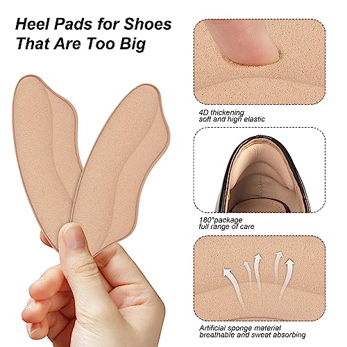 Riootlnm Heel Pads for Shoes That are Too Big, Heel Inserts for Women, Heel Grips for Womens Shoes, Heel Protectors, Heel Cushion Liners for Blisters Loose Shoes, Shoe Fillers (Foam RosybrownBlack 4Pairs) - Image 3