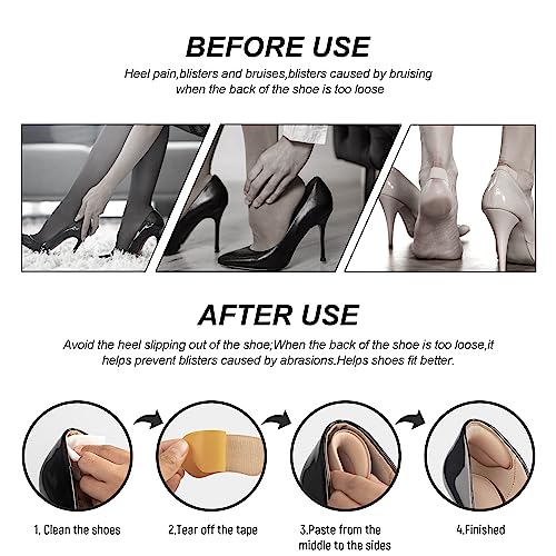Riootlnm Heel Pads for Shoes That are Too Big, Heel Inserts for Women, Heel Grips for Womens Shoes, Heel Protectors, Heel Cushion Liners for Blisters Loose Shoes, Shoe Fillers (Foam RosybrownBlack 4Pairs) - Image 5