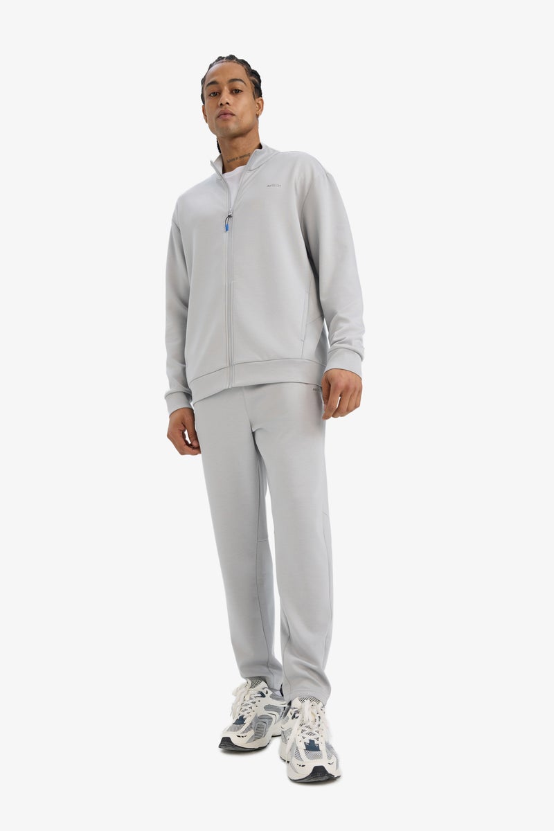 DeFacto Grey Man Standard Fit Dog Collar Printed Cardigan Casual - Image 3